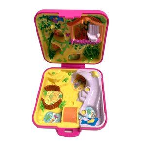 Vintage Polly Pocket With Doll Girl 1989 BLuebird Square Playset Wild Zoo Jungle